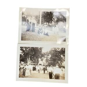 Vtg People Hanging Out at Park Lot of 2 Original Monochrome Photography Found